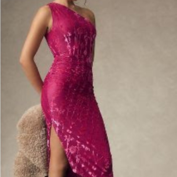 Anthropologie HUTCH ONE-SHOULDER RUCHED
VELVET DRESS - Picture 4 of 4